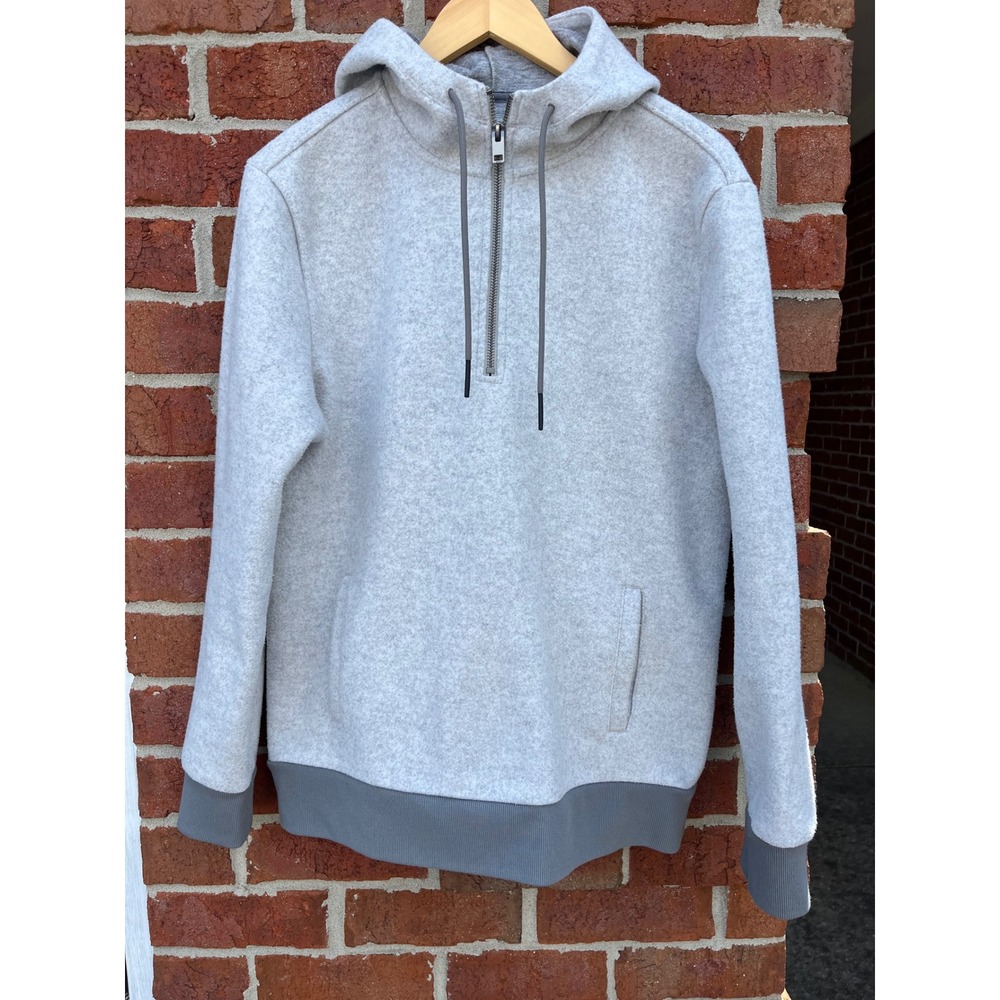 Express Mens Gray Quarter Zip Hoodie Fleece Sweatshirt Size M RN 55285